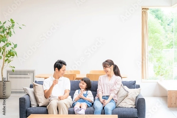 Fototapeta アジア人　仲良し親子　ポートレート