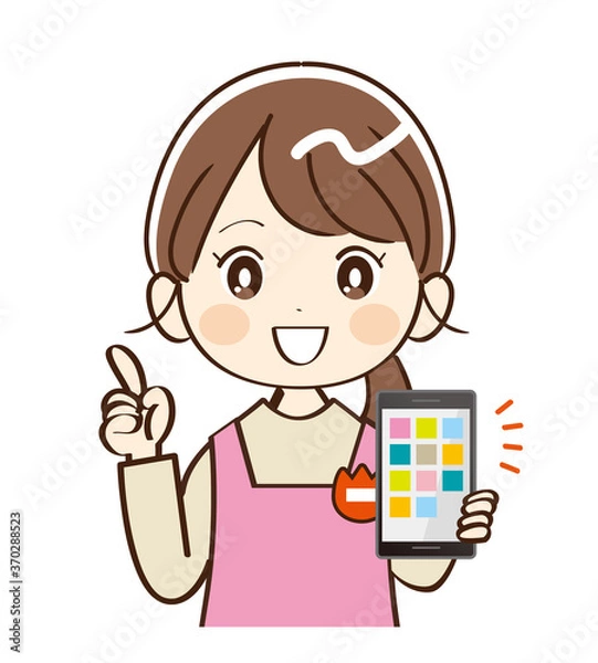 Obraz 女性、幼稚園、先生、スマホ、説明