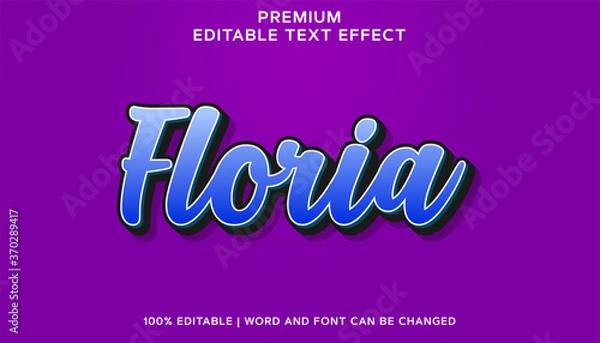 Fototapeta Floria Premium Blue Editable Font Text Effect