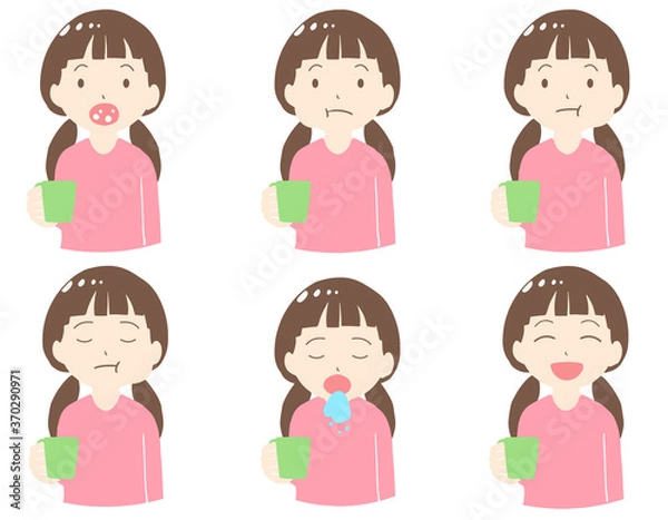 Obraz うがいをする女の子　線無し
