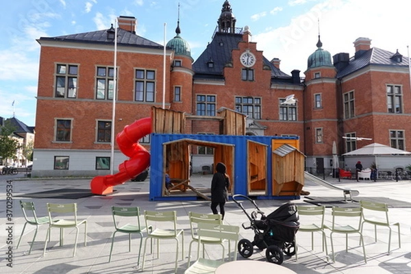 Fototapeta Container converted in an attraction for kids with slider