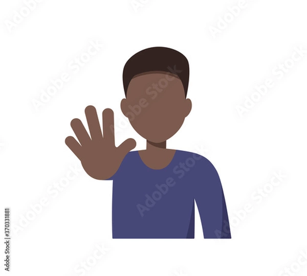 Fototapeta African american man with stop hand gesture. Deny concept. Vector flat isolated