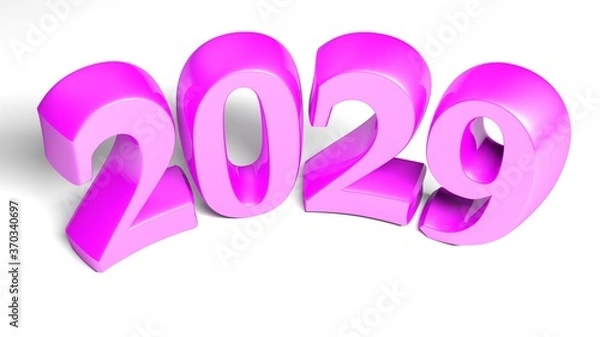 Fototapeta 2029 purple pink bent write isolated on white background - 3D rendering illustration