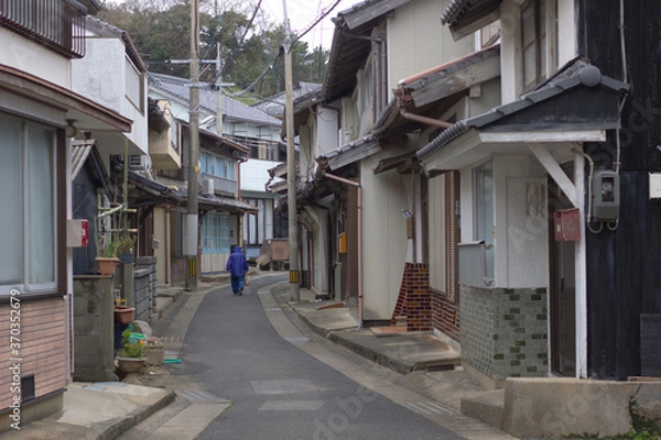 Fototapeta 日本の田舎の漁村の町並み