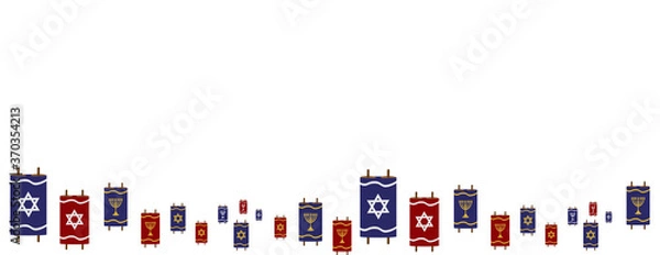 Obraz Red Blue Torah Scrolls Border on White Background
