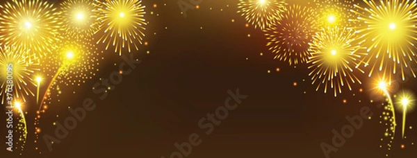 Obraz Abstract golden firework on black background for celebration