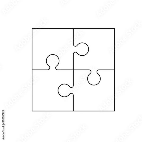 Obraz Frame of four blank jigsaw puzzle pieces, graphic vector