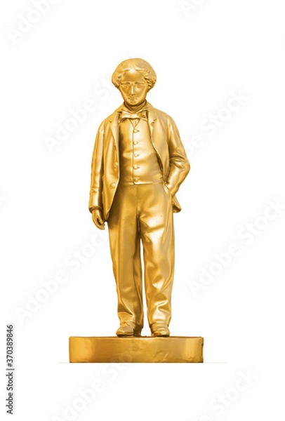 Obraz A collection of sculptures created in gold on a white background for your design ideas. 3D render of objects that you can style.