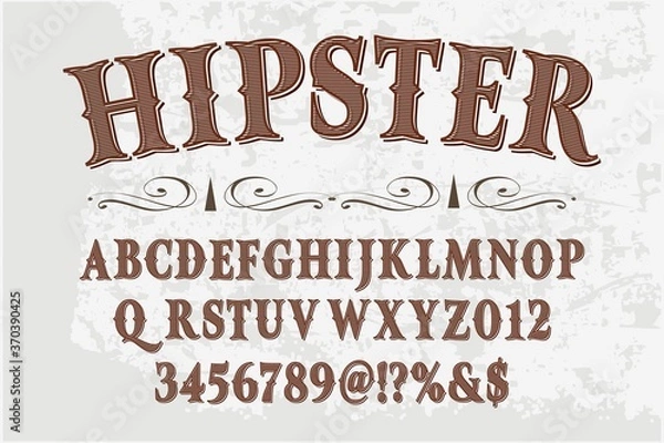 Fototapeta vintage font, alphabet vector, typeface design, white and black style background