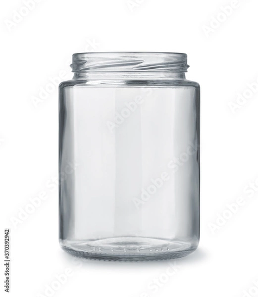 Fototapeta Front view of open empty glass jar