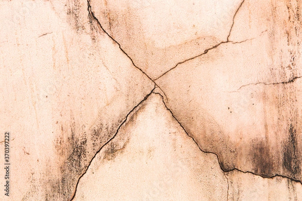 Fototapeta Abstract concrete, weathered with cracks and scratches. Landscape style. Great background or texture.