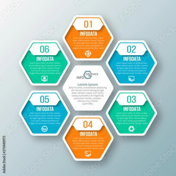 Fototapeta Abstract 3D Paper Infographics. Business template .Vector illustration