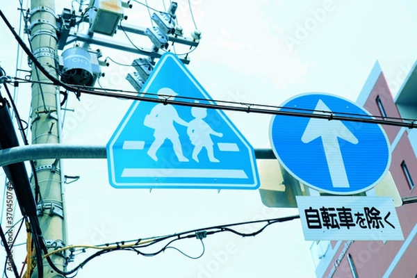 Fototapeta スクールゾーンの道路標識