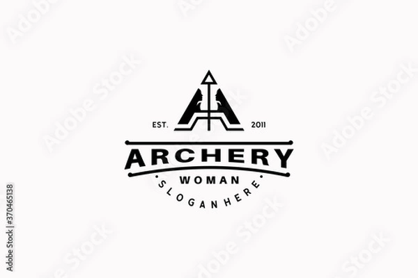 Fototapeta letter A Bow arrow with woman's face logo design vector
