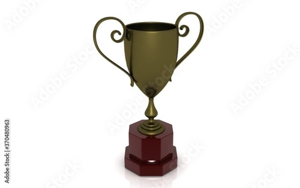 Obraz Gold trophy cup isolated on white background. 3d rendering