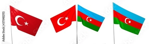 Obraz Azerbaijan Turkey isolated high quality flag. 3d illustration