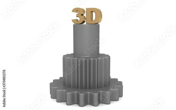 Obraz 3D illustration of gears and dollar on white background