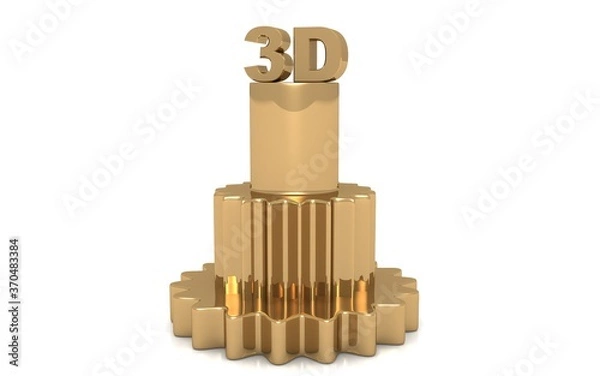 Obraz 3D illustration of gears and dollar on white background