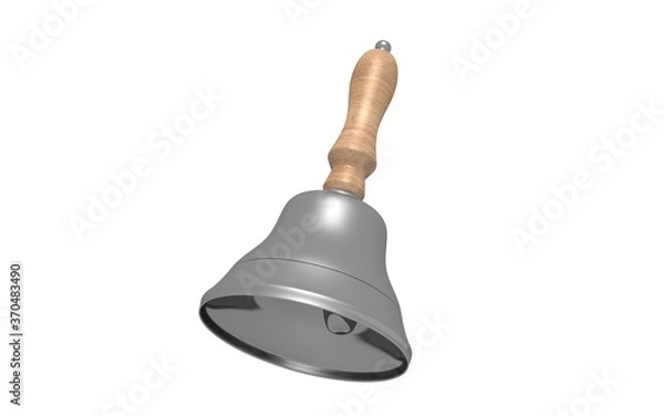 Obraz 
3D illustration of Vintage School Bell on White Background.