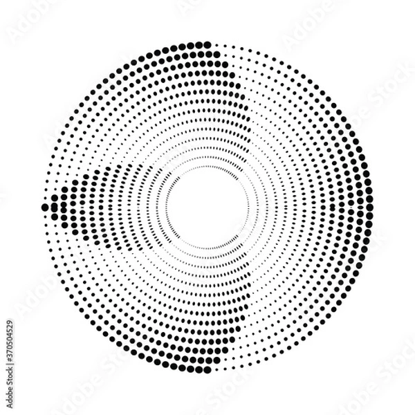 Fototapeta Halftone dots in circle form. round logo . vector dotted frame . design element