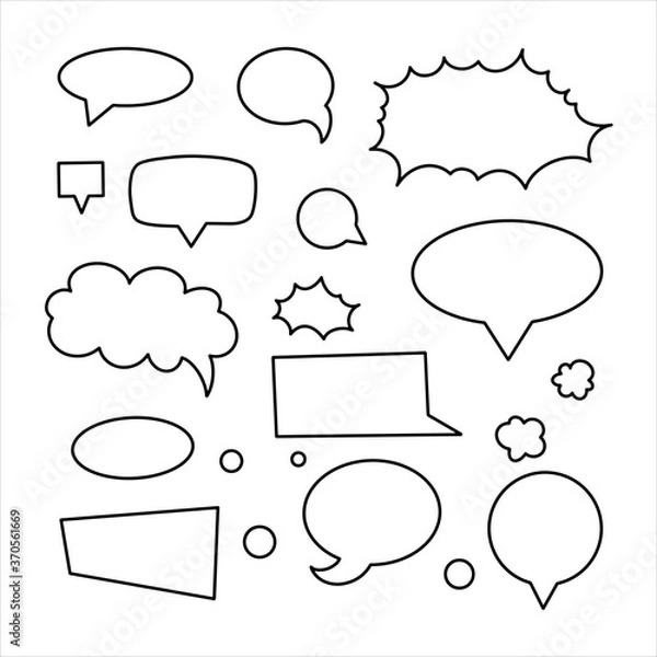 Fototapeta Set of comic speech bubbles. Vector illustration on a white background. Empty speech bubbles icons and elements.