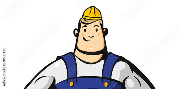 Fototapeta Vector illustration of a builder on a white background