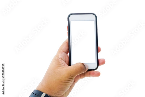 Fototapeta Smart phone in hand on white background,cliping path.