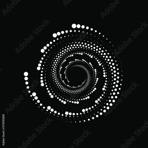 Fototapeta Abstract white vector halftone dots. Vortex form. Geometric art. Trendy design element for frame, logo, tattoo, sign, symbol, web, prints, posters, template, pattern and abstract background