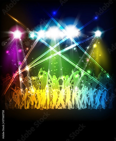 Obraz Abstract party sound background with dancing people