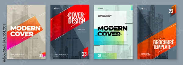 Fototapeta Set of Brochure Design Cover Template for Brochure, Catalog, Layout with Color Shapes. Modern Vector illustration Brochure Concept in Dark Colors