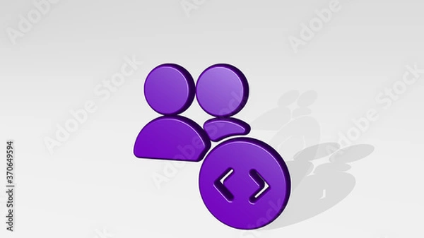 Fototapeta multiple actions coding 3D icon casting shadow. 3D illustration. background and abstract
