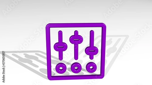 Fototapeta settings vertical 3D icon casting shadow. 3D illustration. background and gear