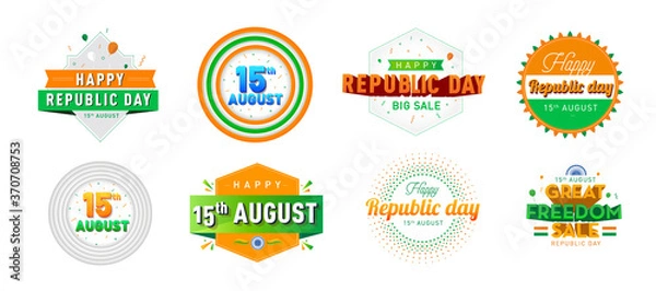 Obraz Happy Independence Day of India, Concept, Template, Banner, Logo Design, Icon, Poster, Unit, Label, with Celebration - Vector, illustration