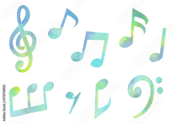 Obraz ベクター　淡い青色の音符記号のイラスト