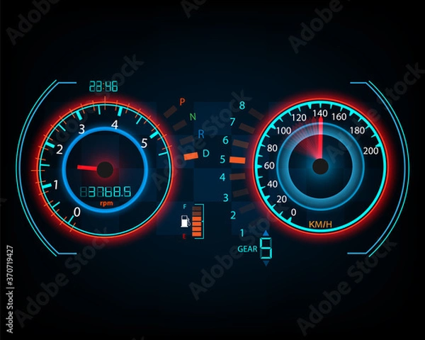 Fototapeta Speed meter motion background with fast speed meter car digital illustration eps10 vector
