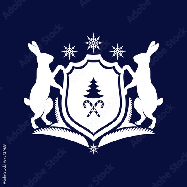 Obraz Christmas heraldic crest with hares