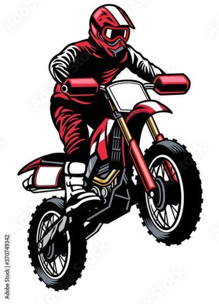 Fototapeta jumping rider riding the motocross