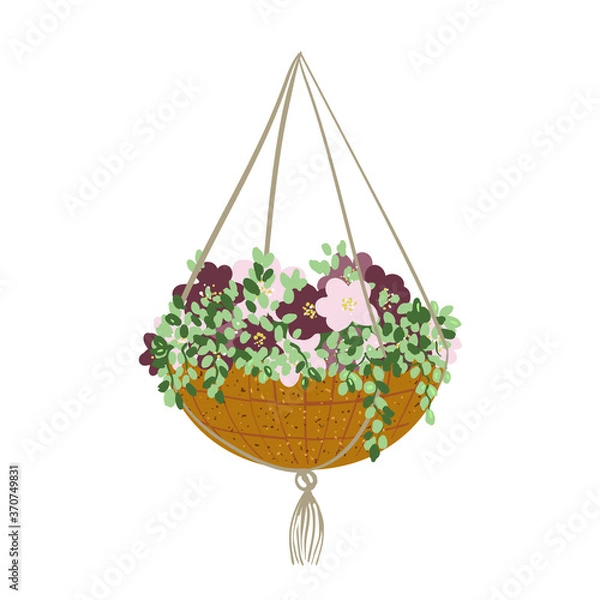 Obraz Vector art pot with flowers and leaves
