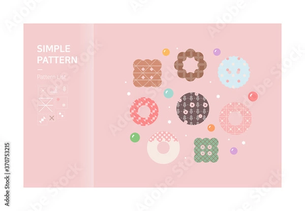 Fototapeta Simple patterns printed on candy and sweets.
