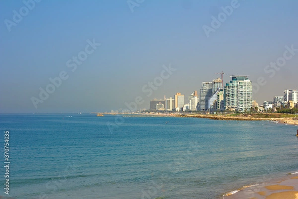 Obraz Embankment Tel Aviv. Boardwalk zone. sea view from the promenade. Israel, Tel Aviv.