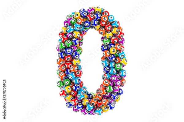 Obraz Number 0, from colored lottery balls, 3D rendering