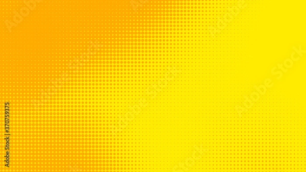 Fototapeta Dots halftone yellow orange color pattern gradient texture with technology digital background. Dots pop art comics with summer background.