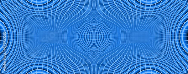 Fototapeta コンピュータグラフィックスで描いた青色の歪んだシンメトリーな空間