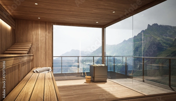 Obraz Sauna mit Panoramablick