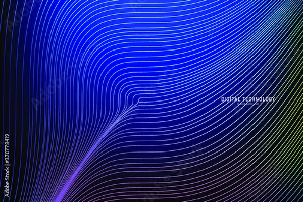 Fototapeta Abstract flow line digital technology, smooth particle wave, big data techno, design concept background and wallpaper, vector eps