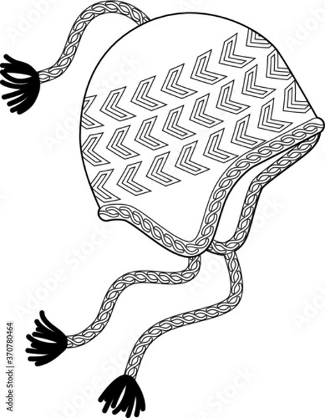 Obraz A line art vector illustration of a knitter ski hat