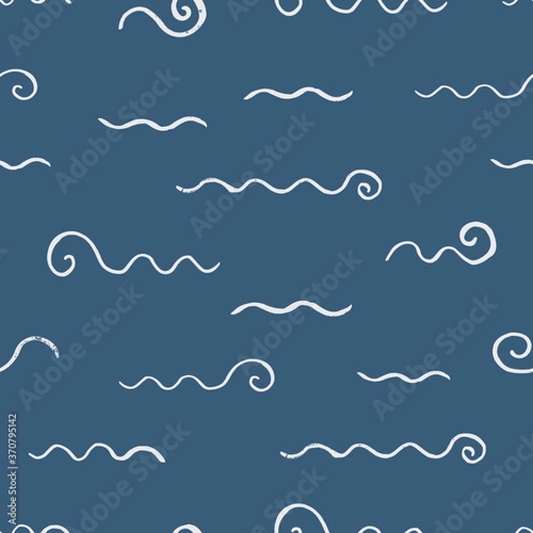 Fototapeta Vector repeat pattern with hand drawn waves
