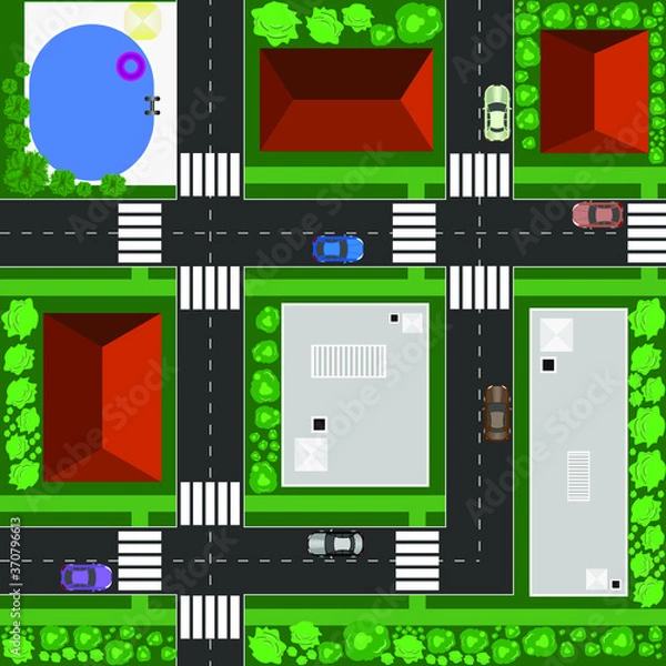 Obraz Vector city top view. Isolated illustration background