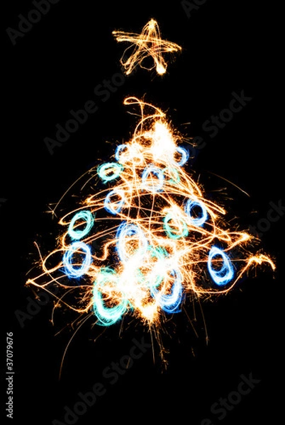 Fototapeta Sparkler X-mas tree.