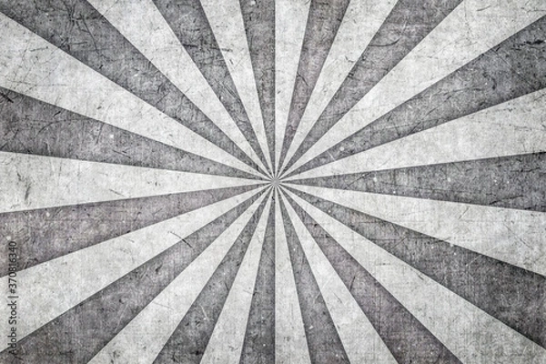 Fototapeta Gray sunburst retro abstract background.Vintage old design texture.